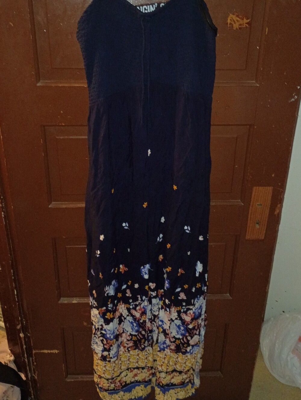 EUC Maurices Navy Blue & Floral Summer Jumpsuit M